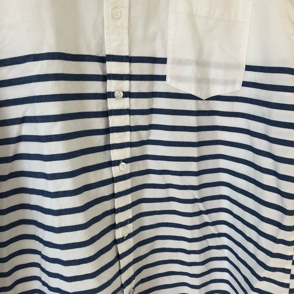 Good Threads Button Down Long Sleeve White Blue Stripped Shirt - Picture 3 of 8
